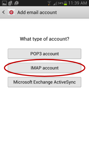 Android Email Setup - Account Type