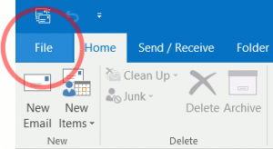 Outlook 2016 File Tab