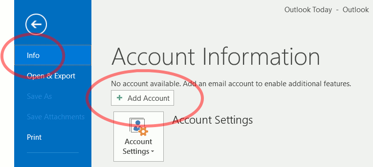 Outlook 2016 Add Account